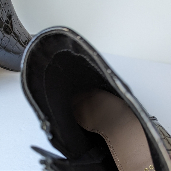 Eloquii Lexa Faux Patent Croc Leather 3" Block Heel Ankle Boot Round Toe- sz 9W - Picture 5 of 11